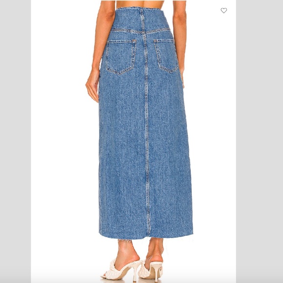 FRAME Cut Off Waist Denim Maxi Skirt - Picture 4 of 9